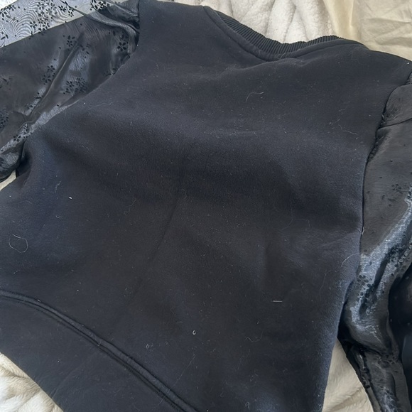 Zara Girls “Lovely Inspiration” Black Textured Crew Size 8 - Picture 7 of 7